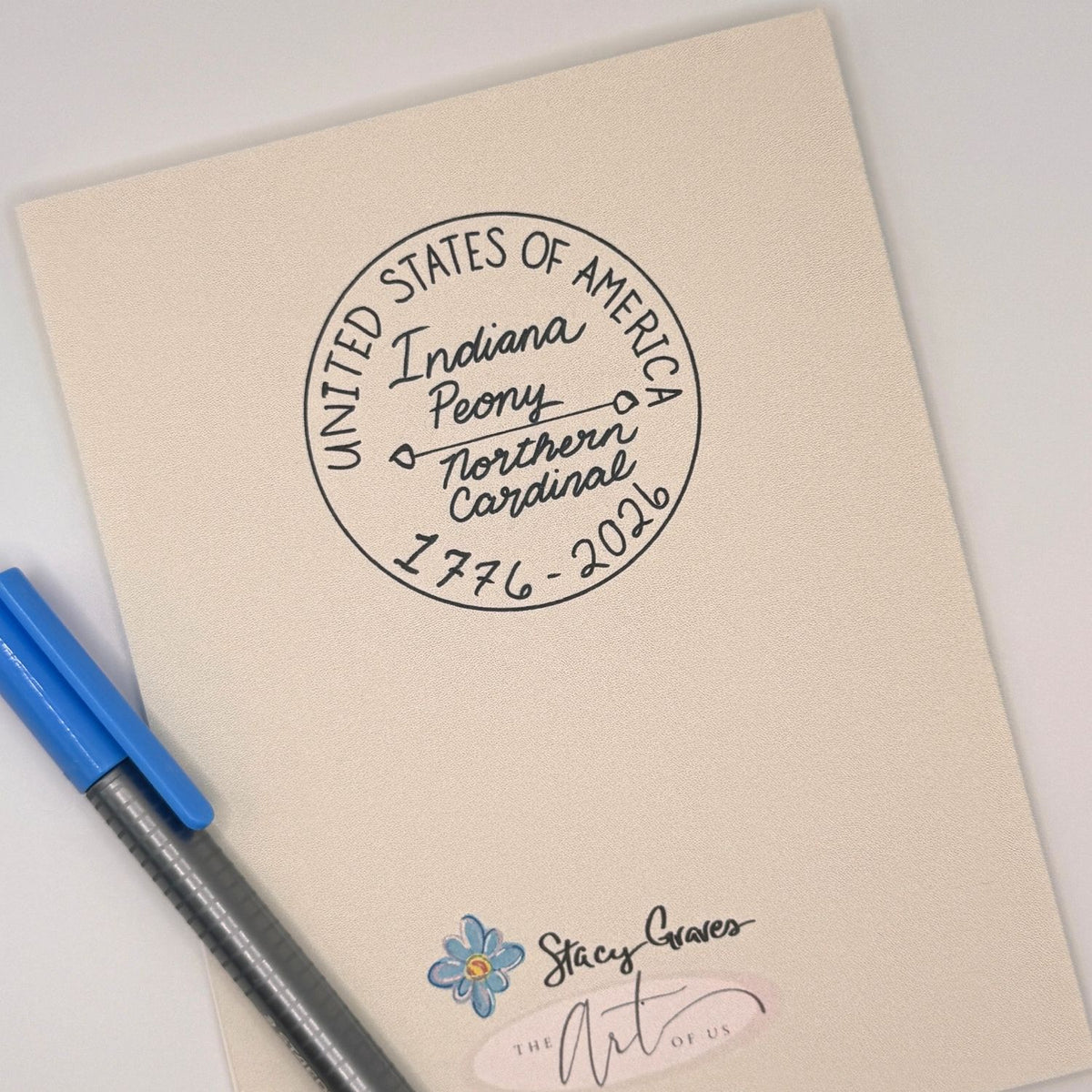 Indiana Peony & Cardinal State Note Card