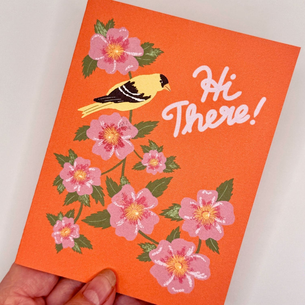 Iowa WIld Rose and Gold Finch Blank Note Cards