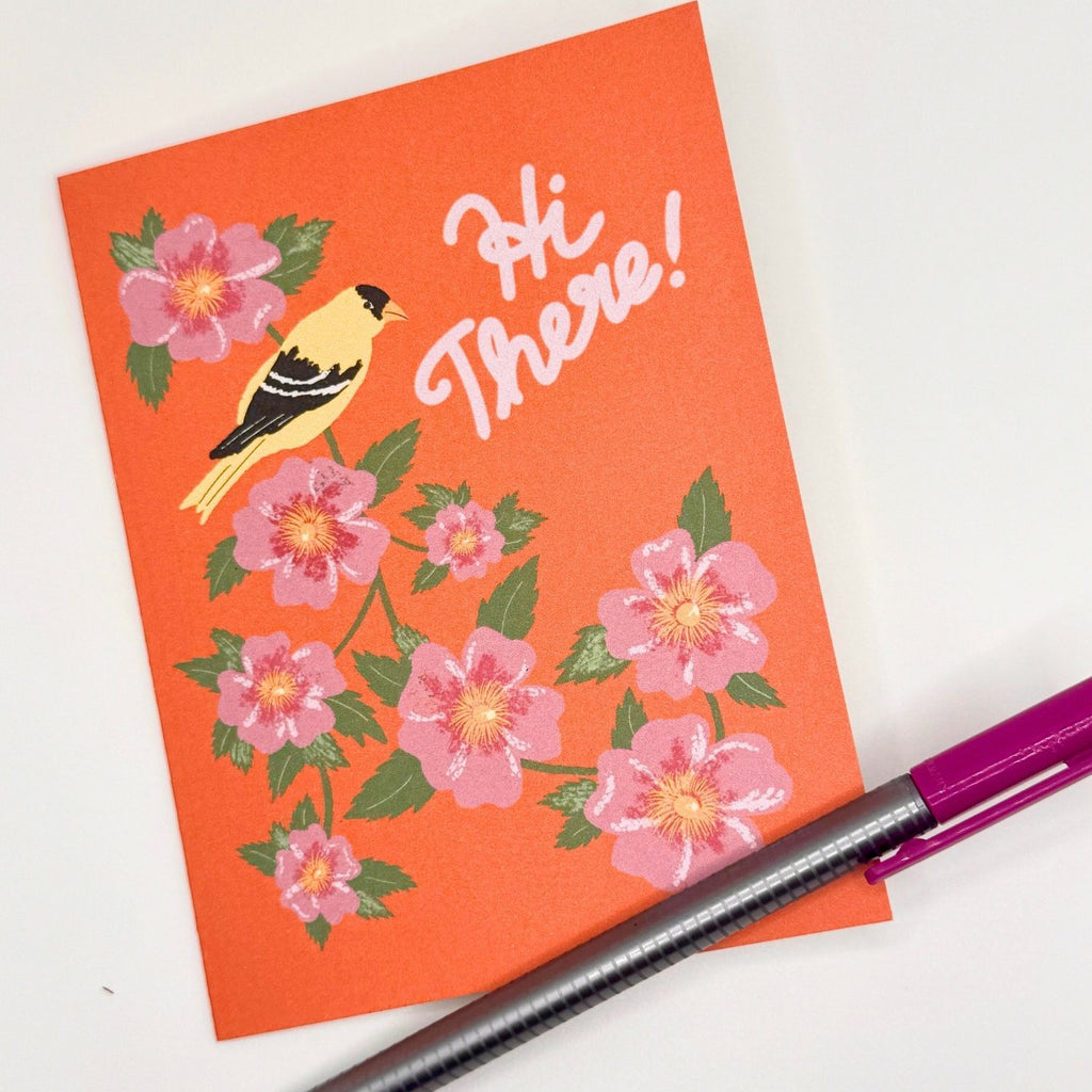 Iowa WIld Rose and Gold Finch Blank Note Cards