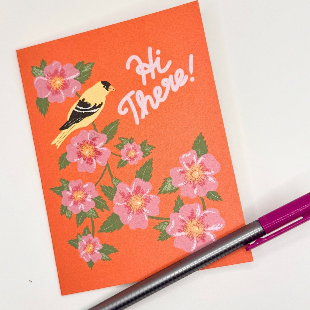 Iowa WIld Rose and Gold Finch Blank Note Cards