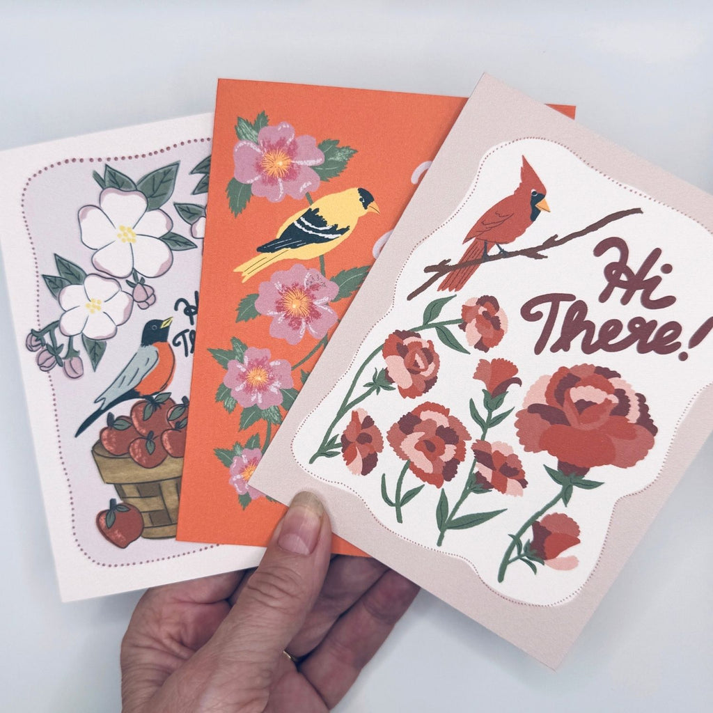 Iowa WIld Rose and Gold Finch Blank Note Cards