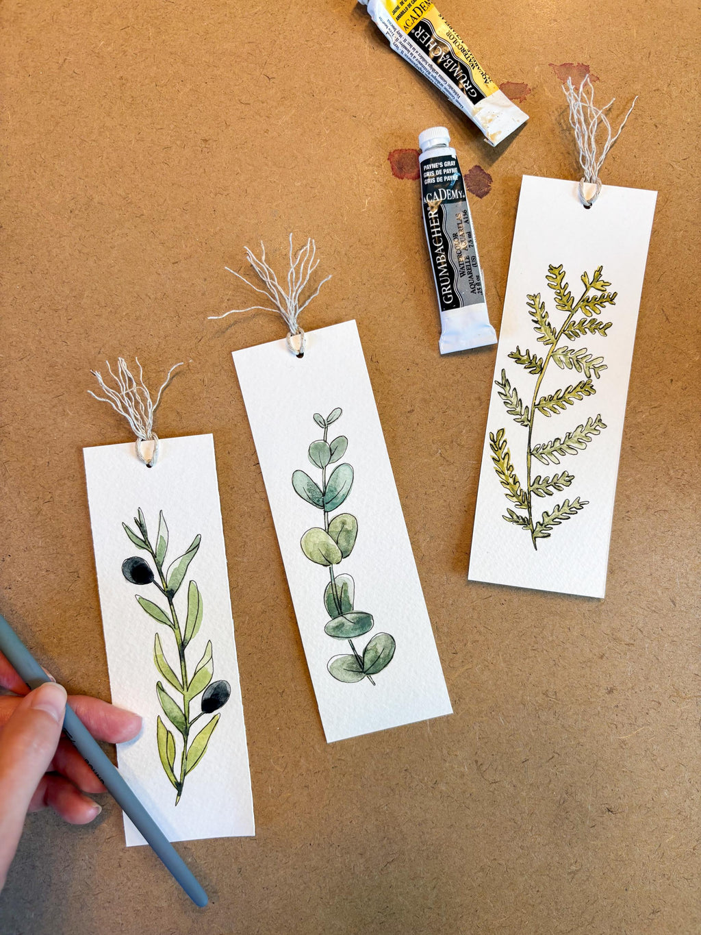 Hand-Painted Botanical Watercolor Bookmarks — Set of 3