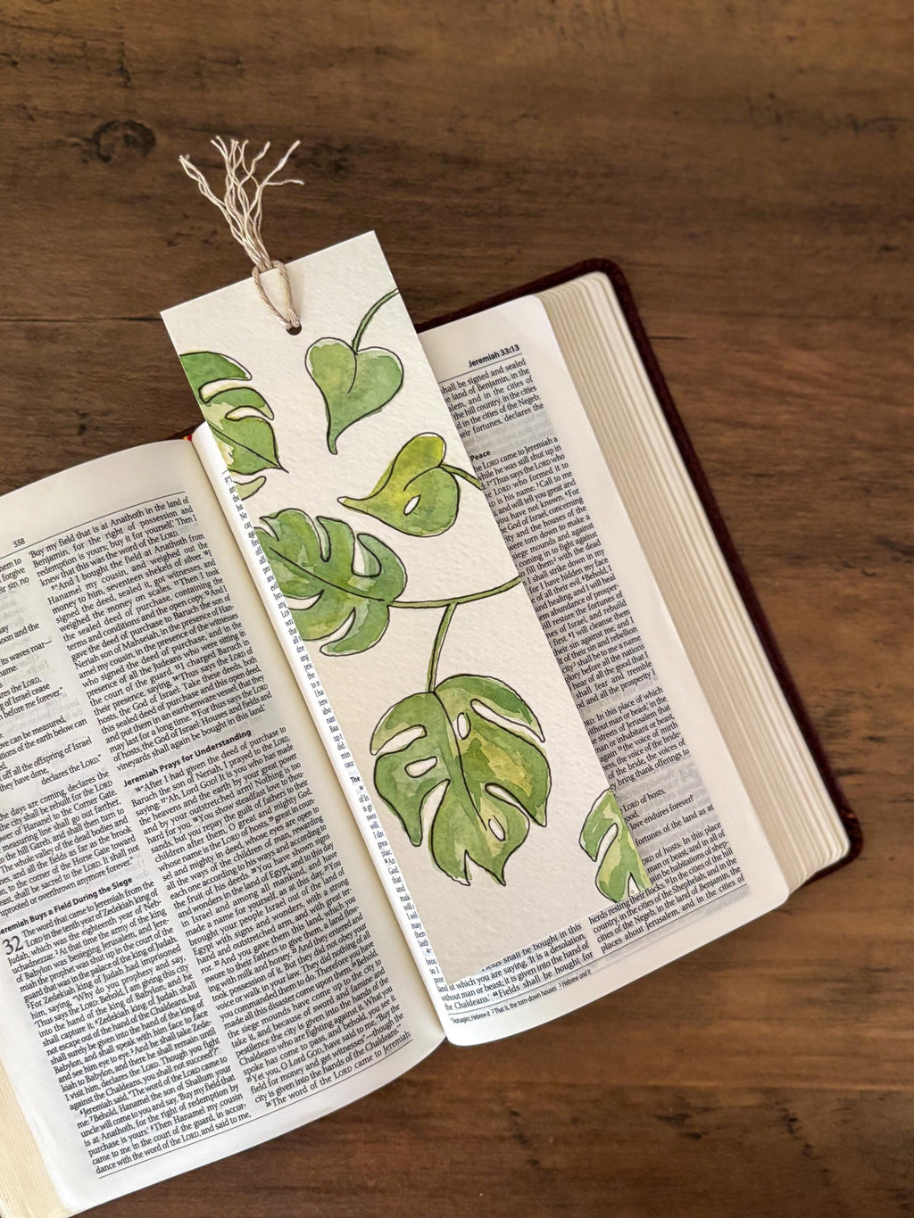 Hand-Painted Botanical House Plant Watercolor Bookmarks — Set of 3