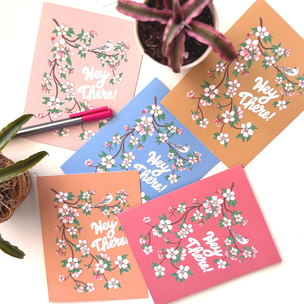 Arkansas State Flower & Bird Greeting Cards — Apple Blossom & Mockingbird