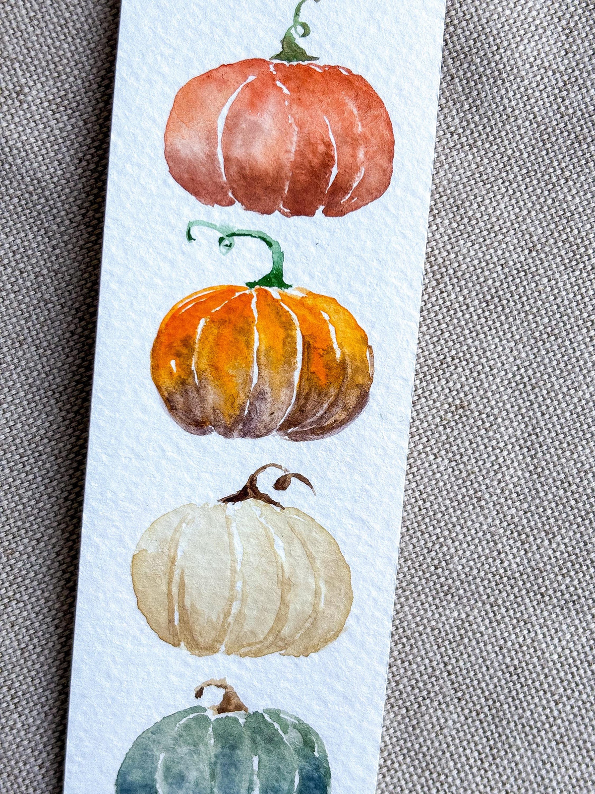 Hand-Painted Fall Pumpkins Watercolor Bookmark with Tassel