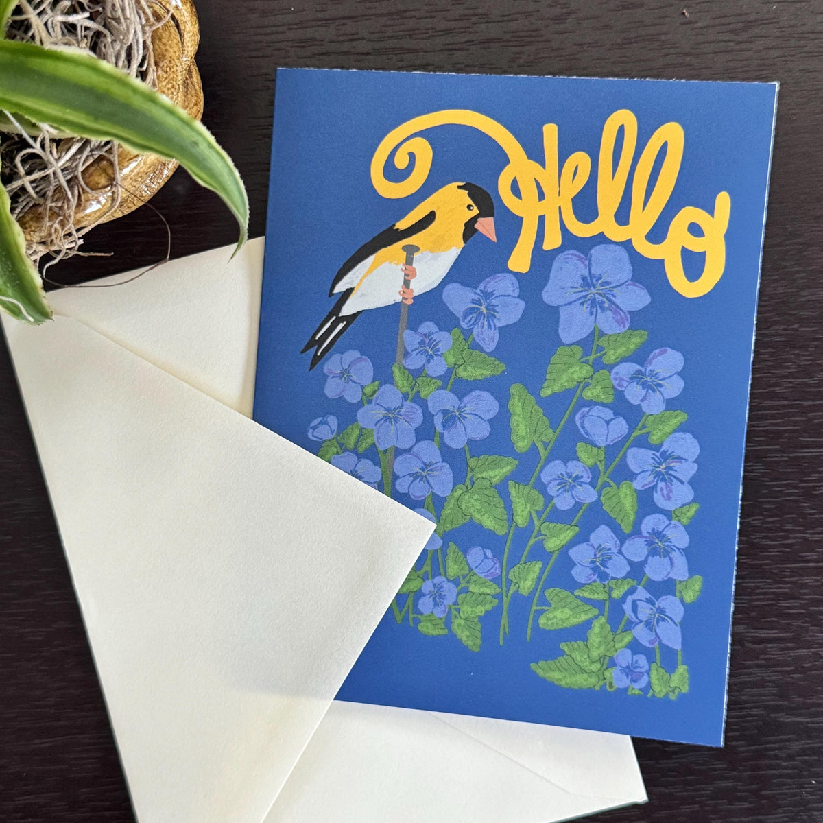 New Jersey Violet and Goldfinch Blank Greeting Cards