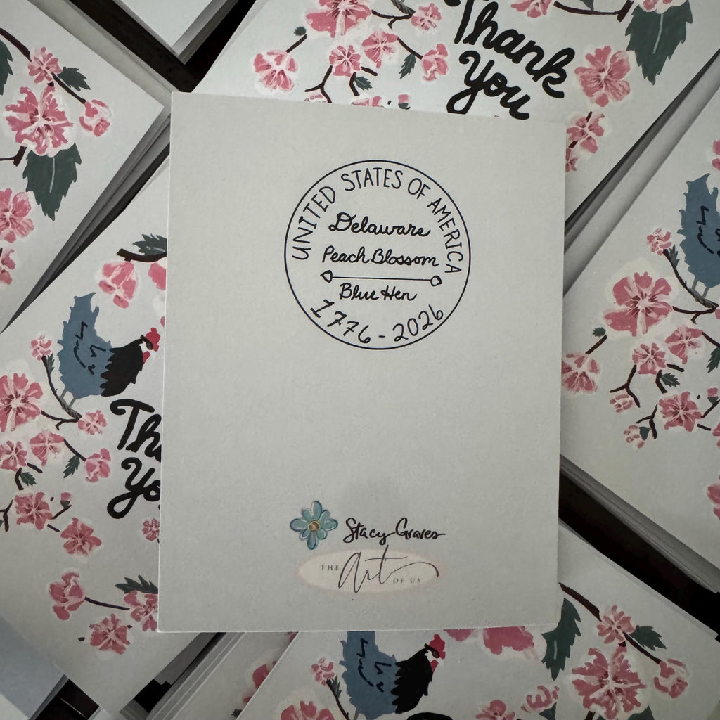 Delaware Blank Cards — Peach Blossom & Blue Hen (5 Pack)