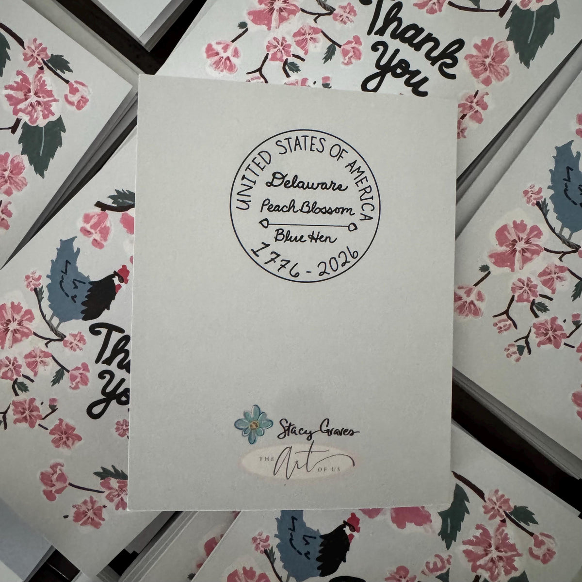 Delaware Blank Cards — Peach Blossom & Blue Hen (5 Pack)