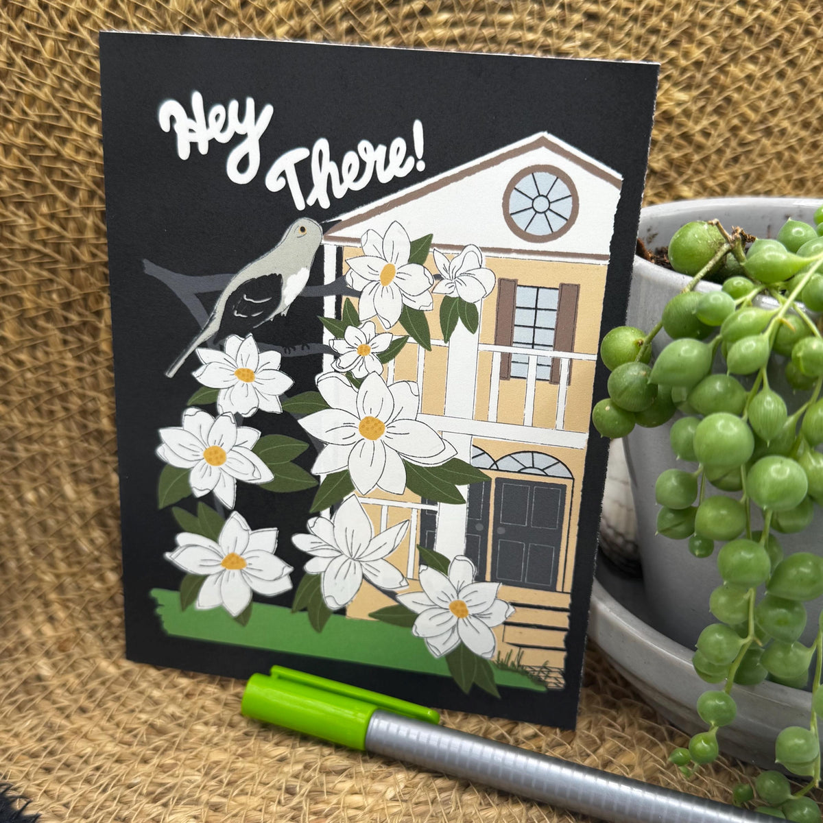 Mississippi State Flower & Bird Greeting Card — Southern Belle · Magnolia & Mockingbird