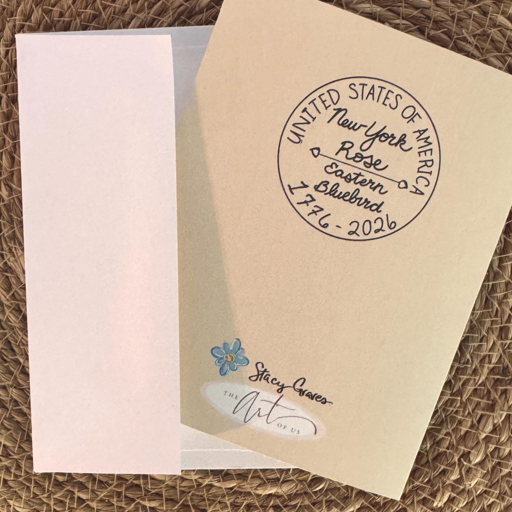 New York State Flower & Bird Greeting Card — Classic · Rose & Eastern Bluebird