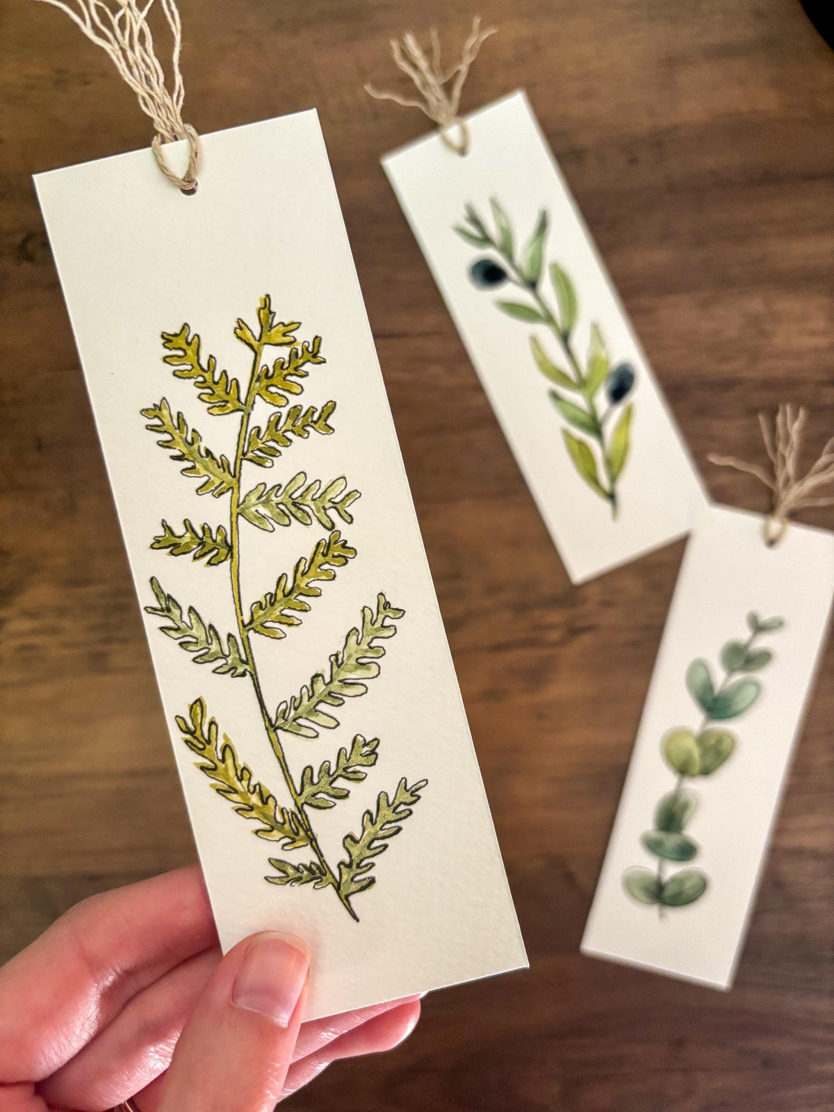 Hand-Painted Botanical Watercolor Bookmarks — Set of 3