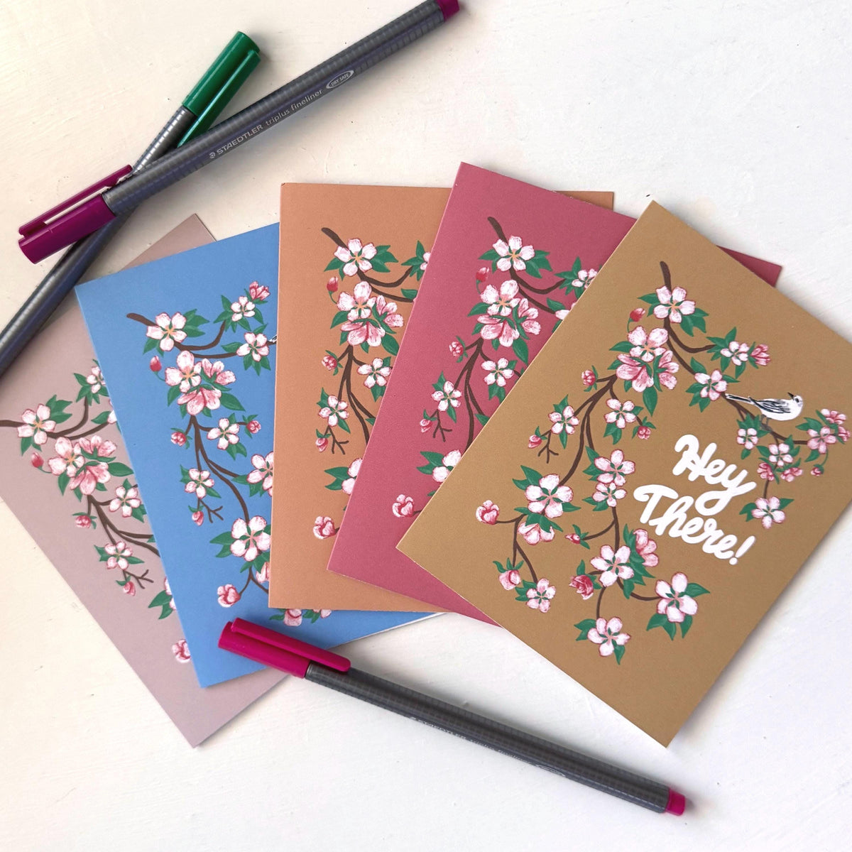 Arkansas State Flower & Bird Greeting Cards — Apple Blossom & Mockingbird