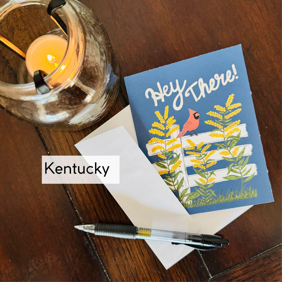 Kentucky State Flower & Bird Greeting Card — Cottage Core · Goldenrod & Northern Cardinal