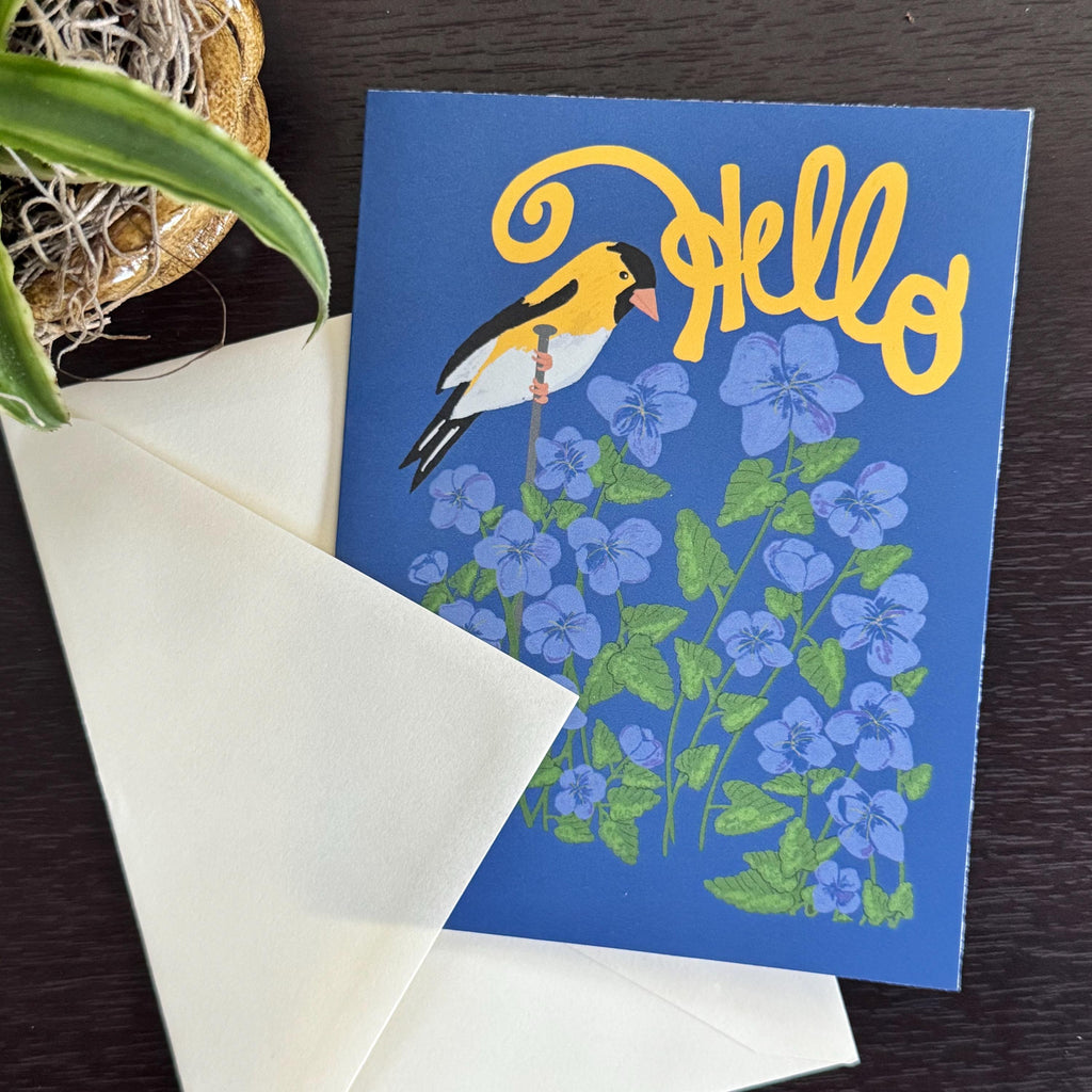New Jersey Violet and Goldfinch Blank Greeting Cards