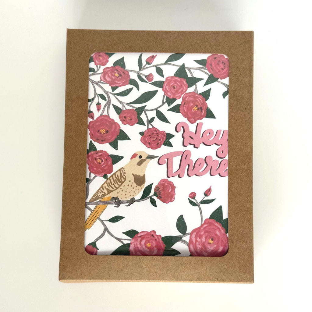 Alabama State Flower & Bird Greeting Card — Cozy Cottage · Camellia & Yellowhammer