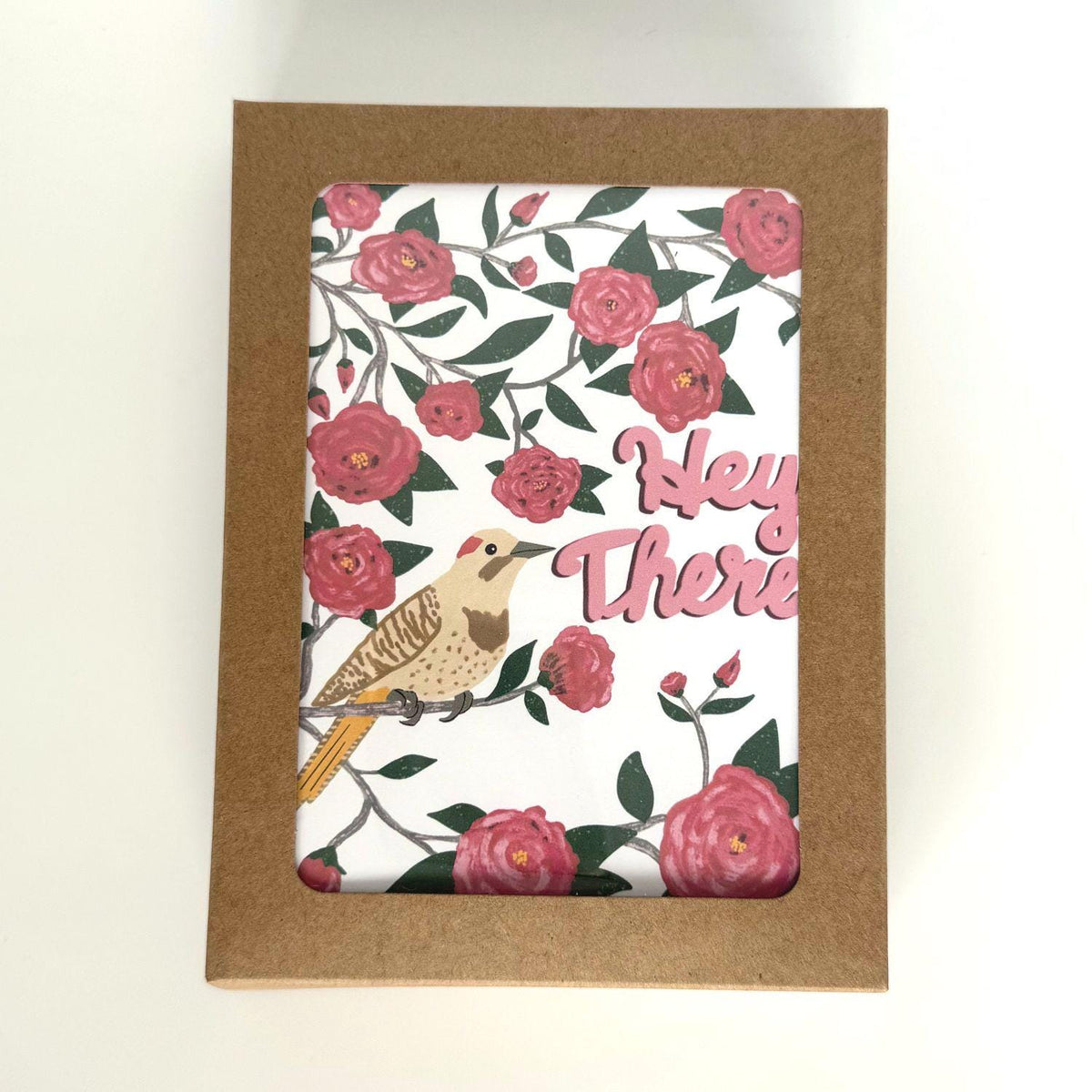 Alabama State Flower & Bird Greeting Card — Cozy Cottage · Camellia & Yellowhammer
