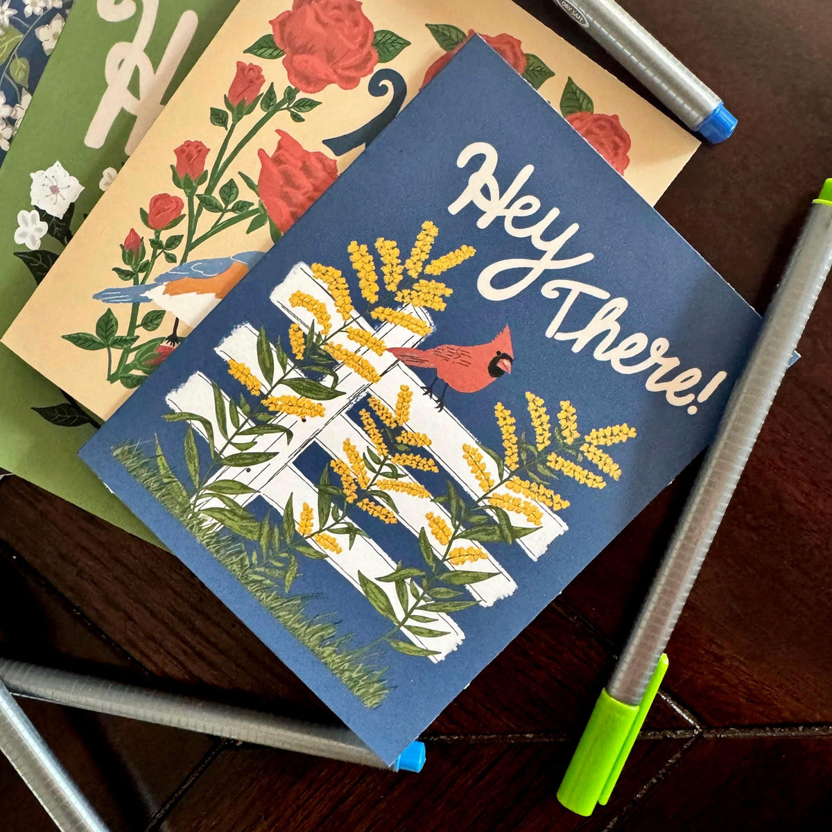 Kentucky State Flower & Bird Greeting Card — Cottage Core · Goldenrod & Northern Cardinal