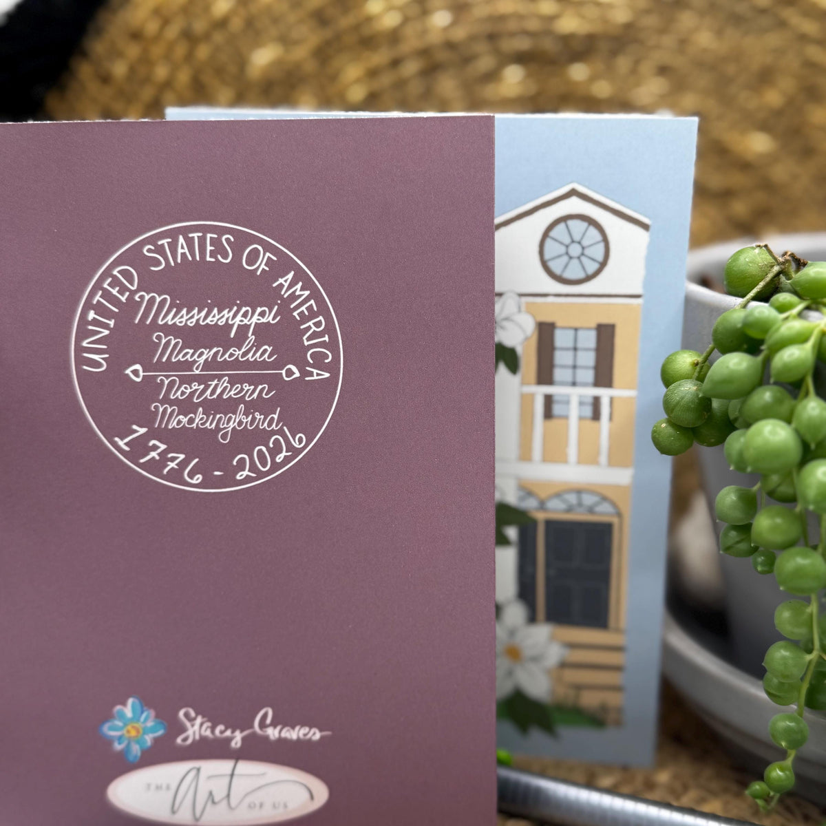 Mississippi State Flower & Bird Greeting Card — Southern Belle · Magnolia & Mockingbird