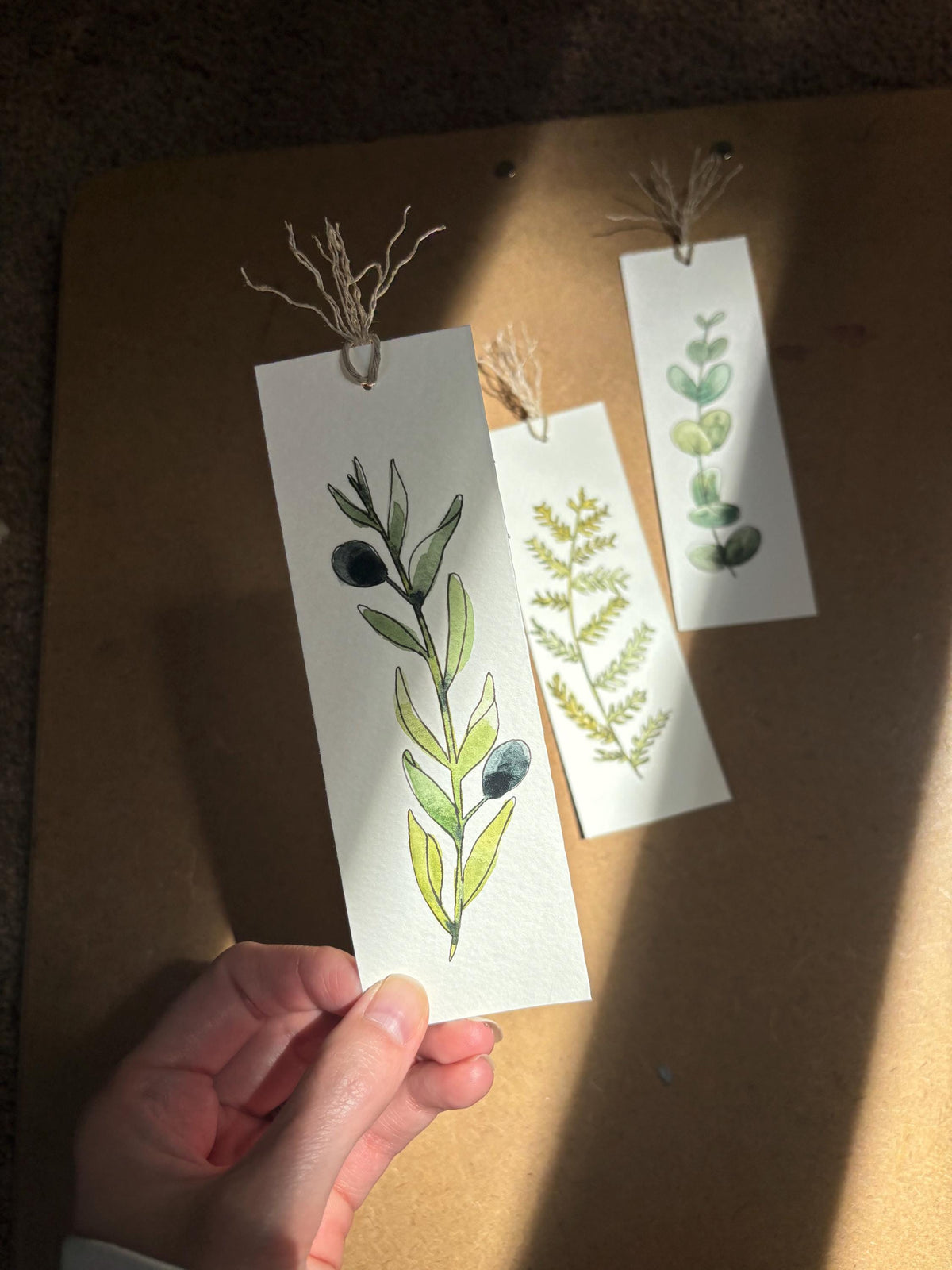 Hand-Painted Botanical Watercolor Bookmarks — Set of 3