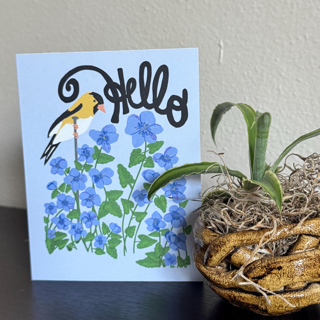 New Jersey Violet and Goldfinch Blank Greeting Cards