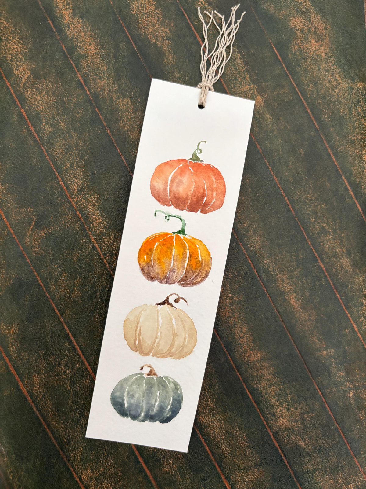 Hand-Painted Fall Pumpkins Watercolor Bookmark with Tassel