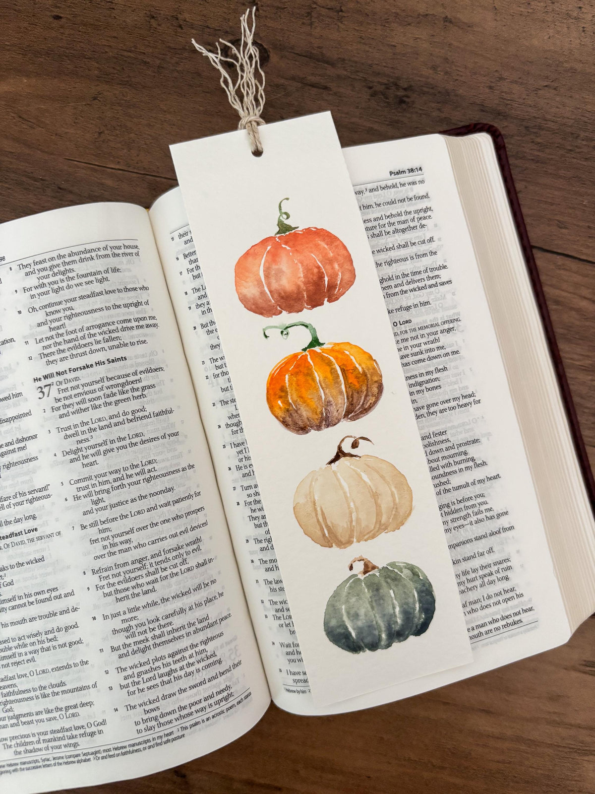 Hand-Painted Fall Pumpkins Watercolor Bookmark with Tassel