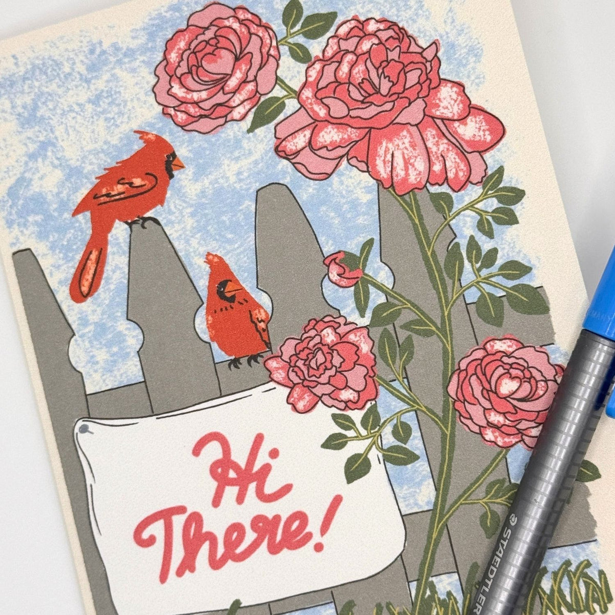 Indiana Peony & Cardinal State Note Card