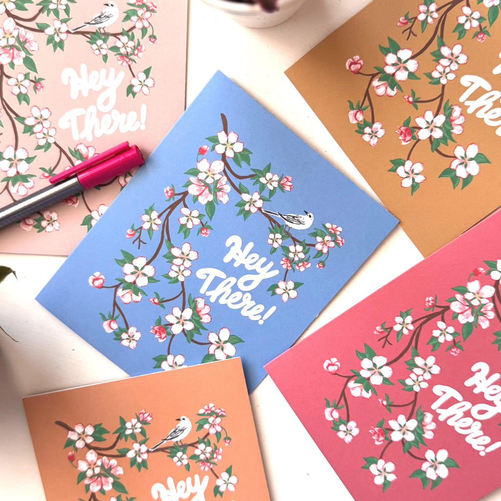 Arkansas State Flower & Bird Greeting Cards — Apple Blossom & Mockingbird