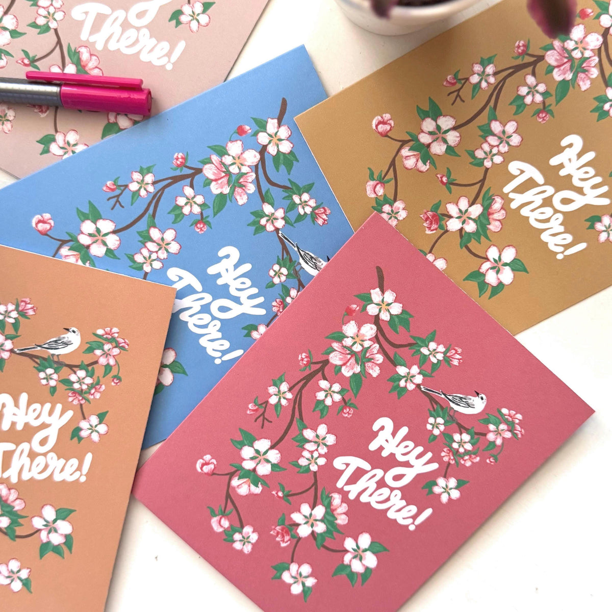 Arkansas State Flower & Bird Greeting Cards — Apple Blossom & Mockingbird