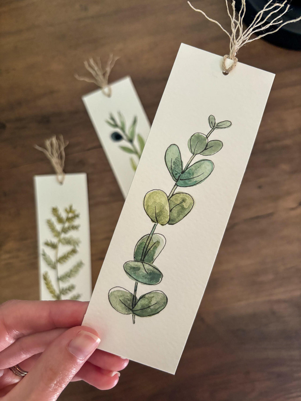 Hand-Painted Botanical Watercolor Bookmarks — Set of 3