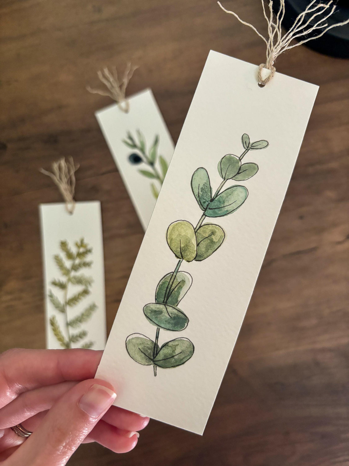 Hand-Painted Botanical Watercolor Bookmarks — Set of 3
