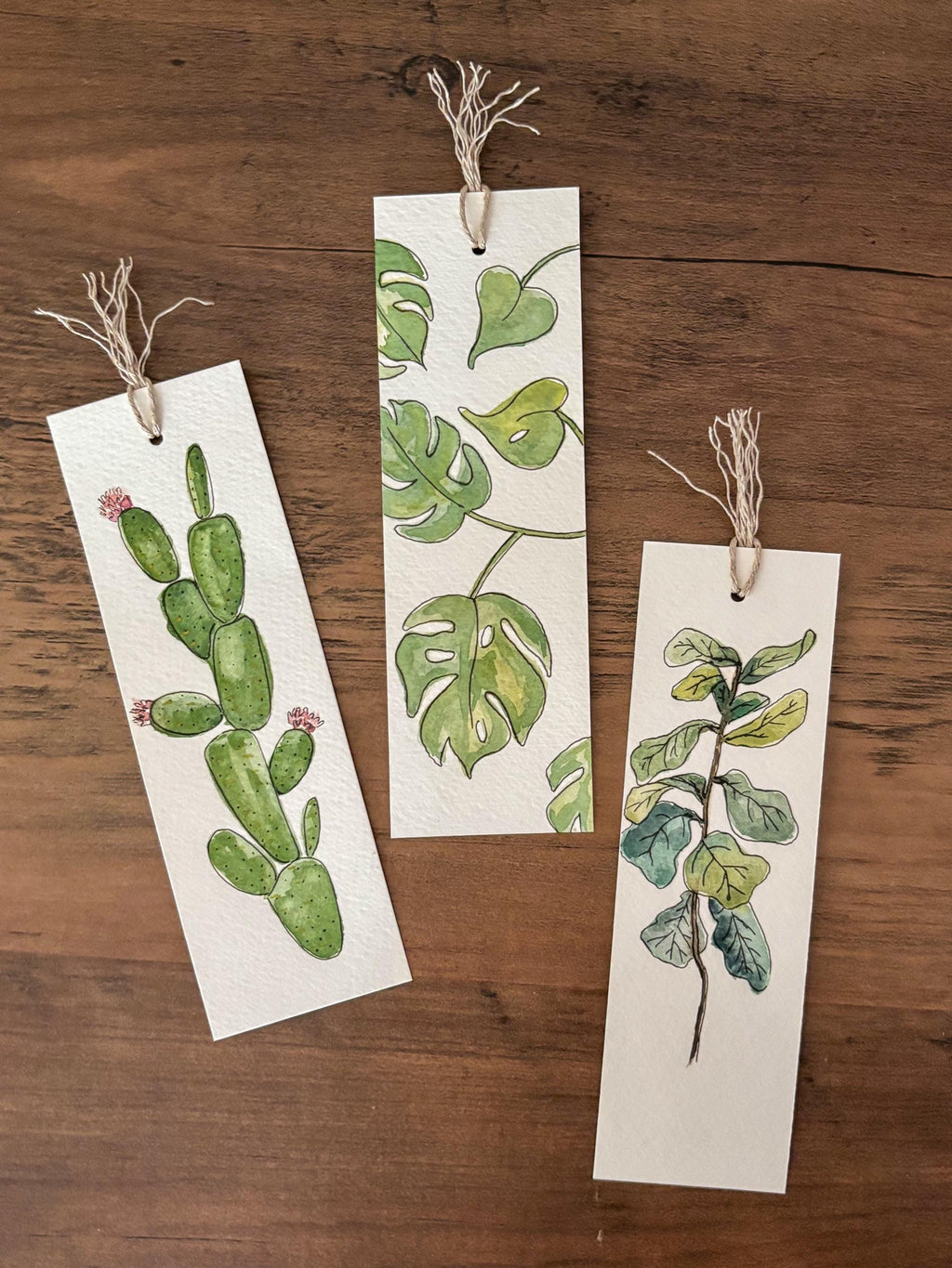 Hand-Painted Monstera Watercolor Bookmark with Tassel