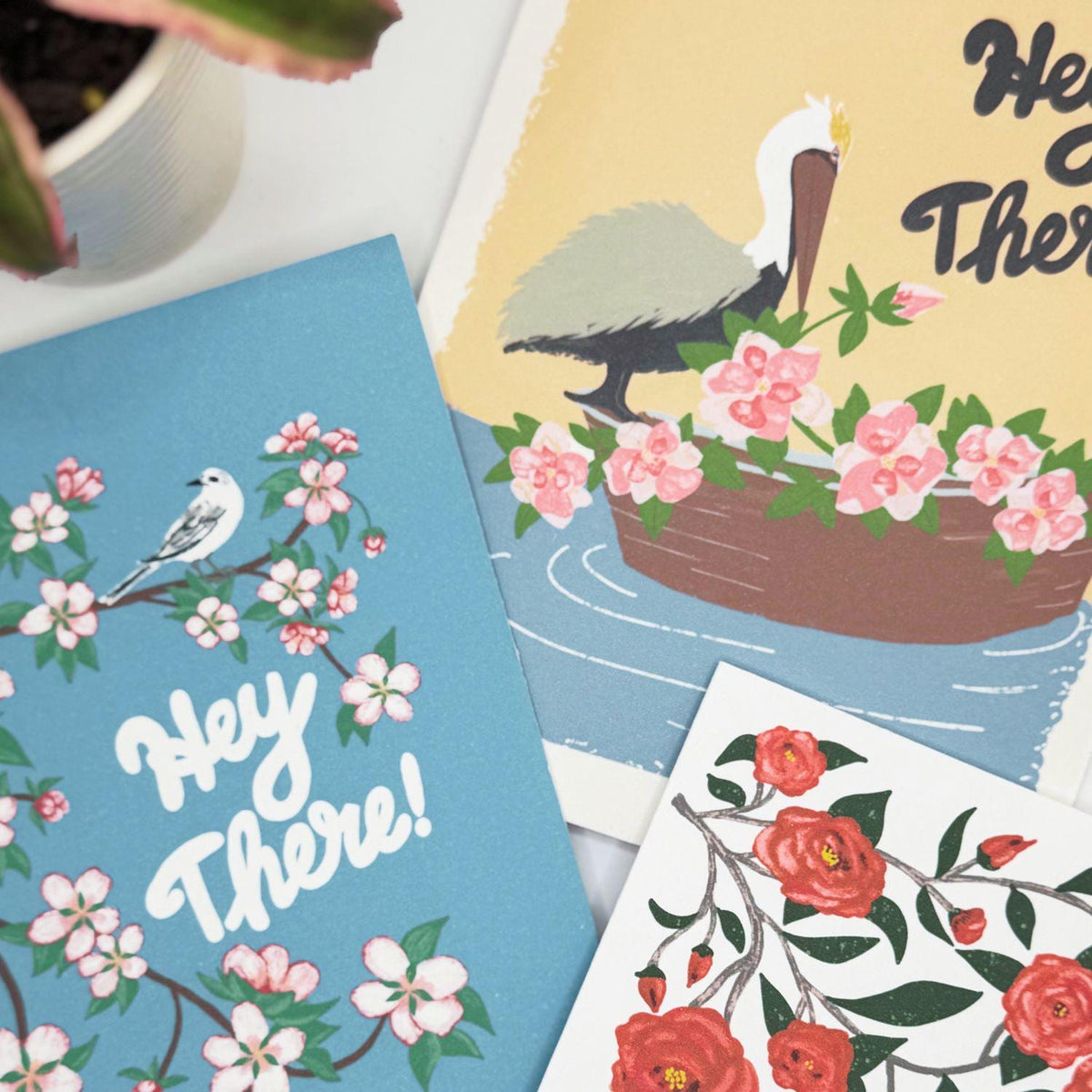 Tennessee State Flower & Bird Greeting Card — Folk Art · Iris & Mockingbird