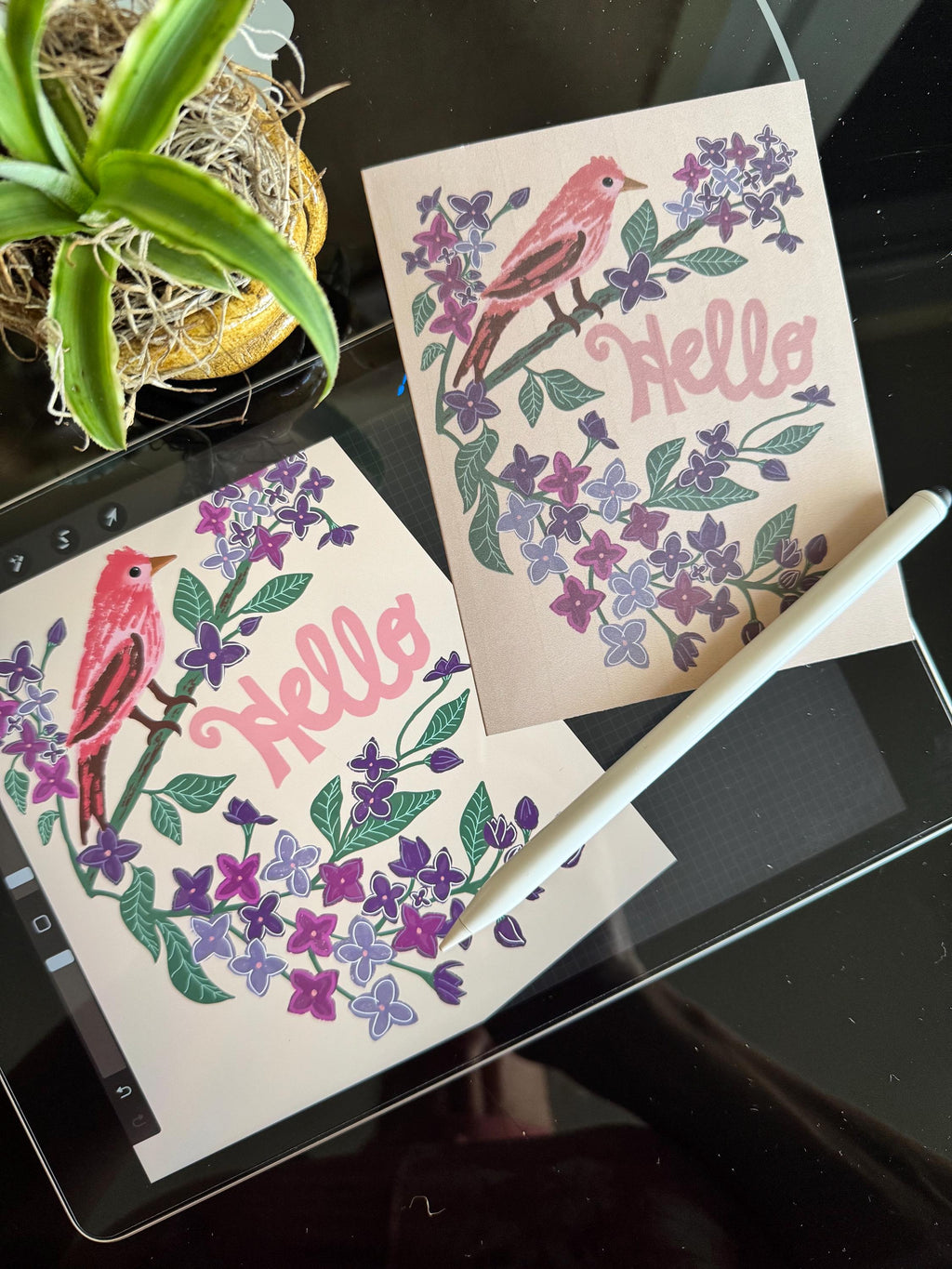 New Jersey Violet and Goldfinch Blank Greeting Cards
