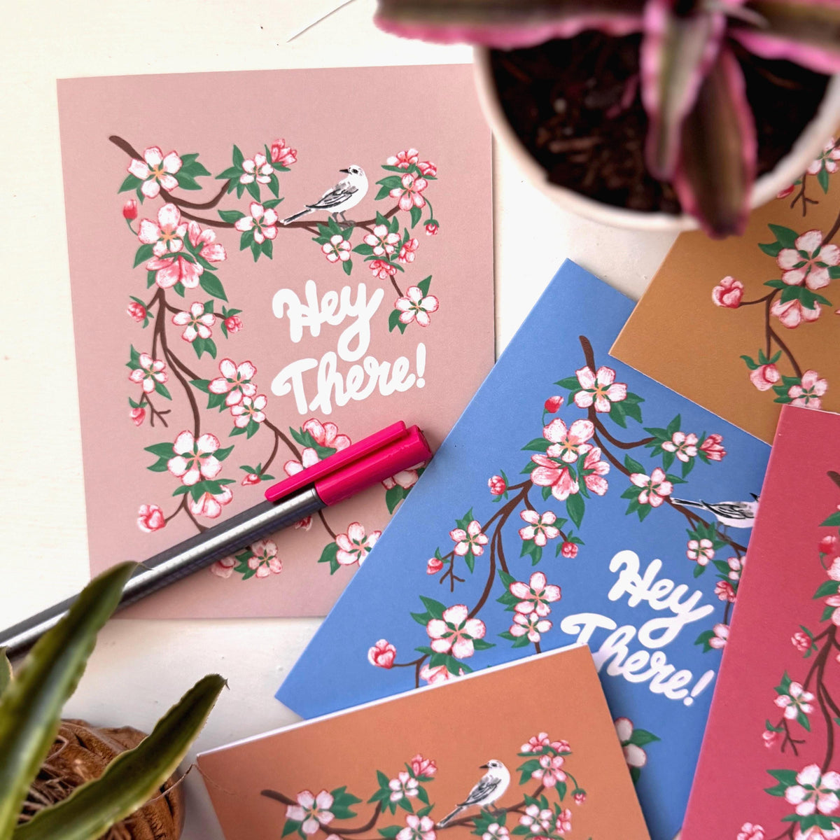 Arkansas State Flower & Bird Greeting Cards — Apple Blossom & Mockingbird