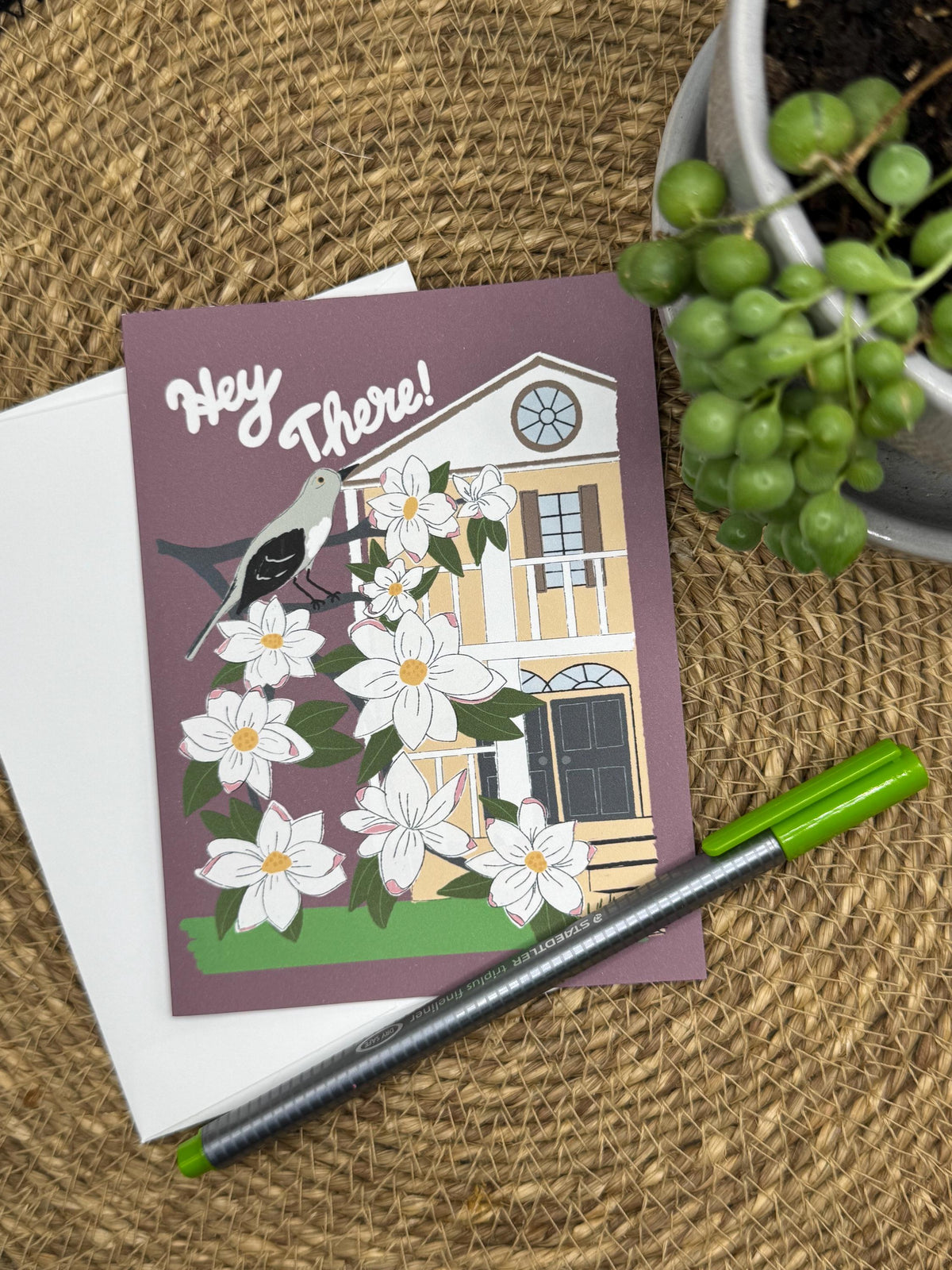 Mississippi State Flower & Bird Greeting Card — Southern Belle · Magnolia & Mockingbird