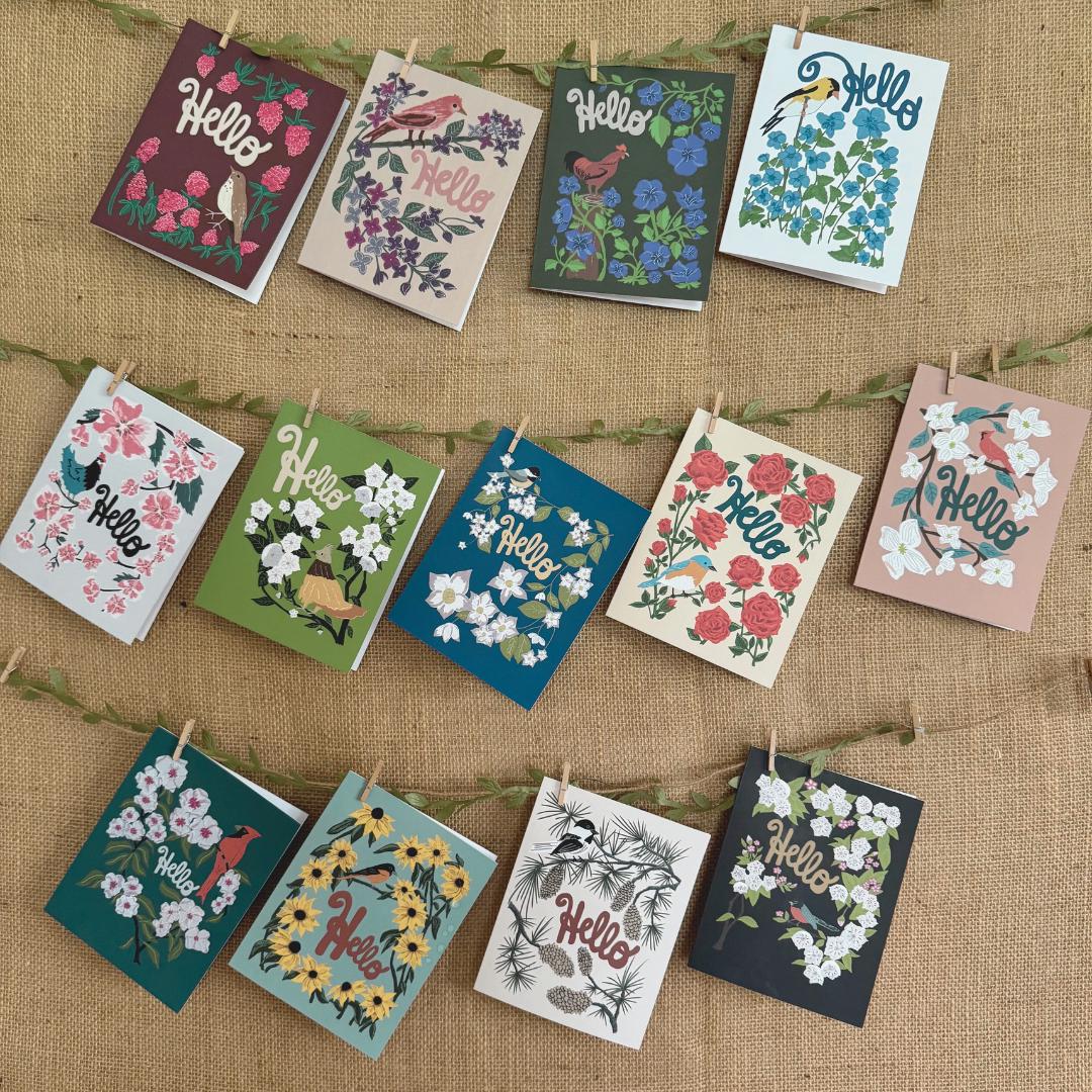 Northeast States Flower & Bird Card Collection — 12-Card Set