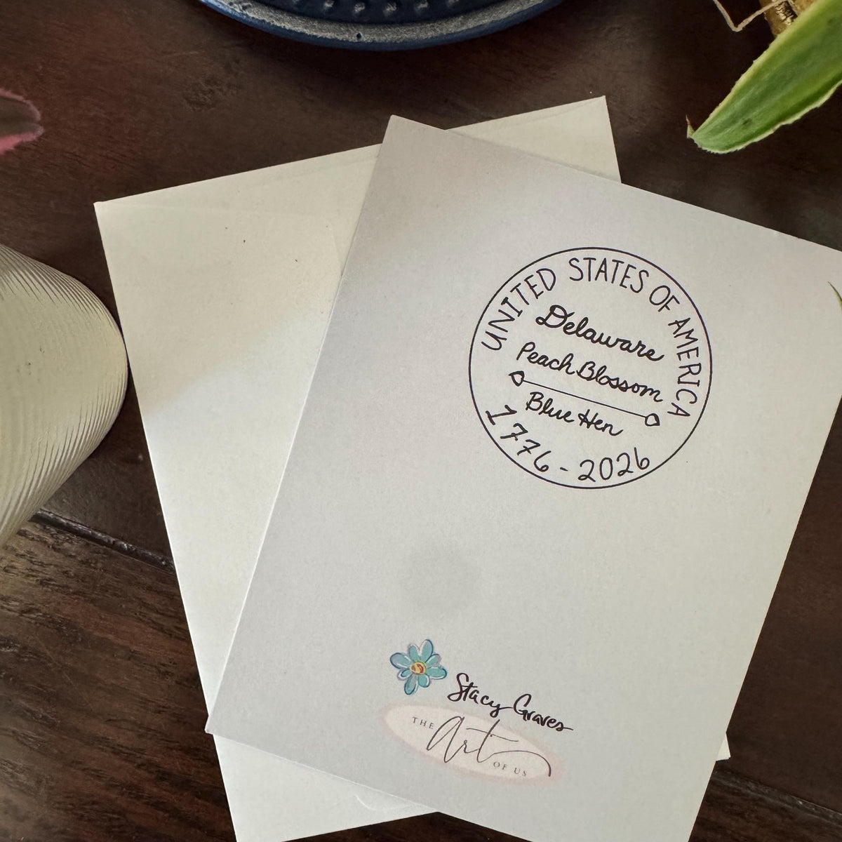 Delaware Blank Cards — Peach Blossom & Blue Hen (5 Pack)