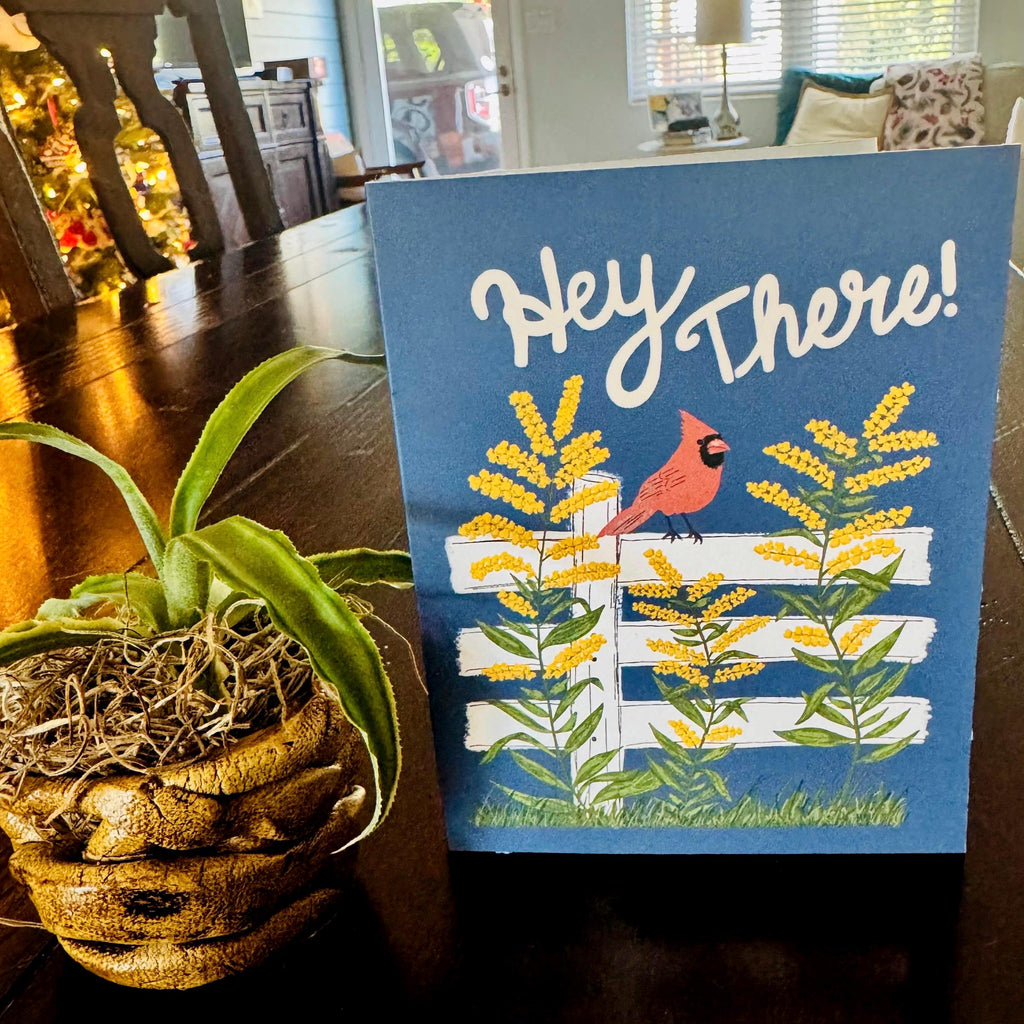 Kentucky State Flower & Bird Greeting Card — Cottage Core · Goldenrod & Northern Cardinal