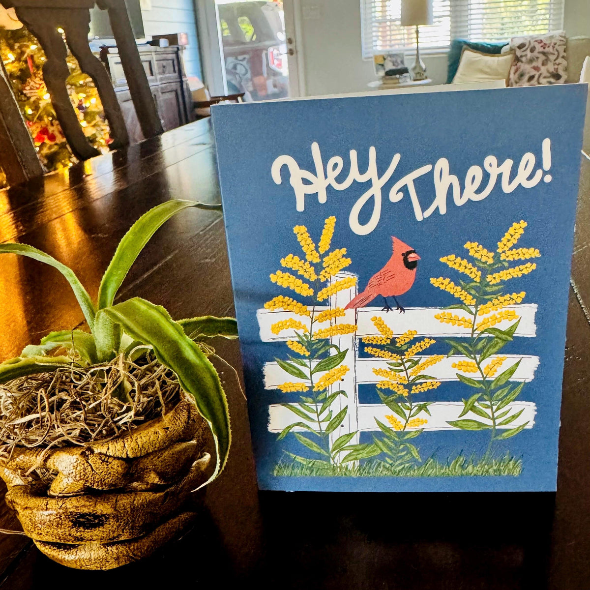 Kentucky State Flower & Bird Greeting Card — Cottage Core · Goldenrod & Northern Cardinal