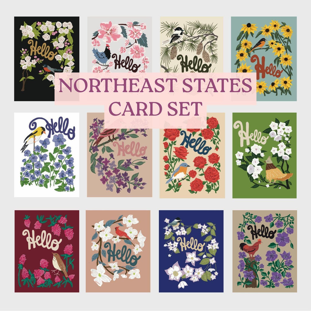 Northeast States Flower & Bird Card Collection — 12-Card Set