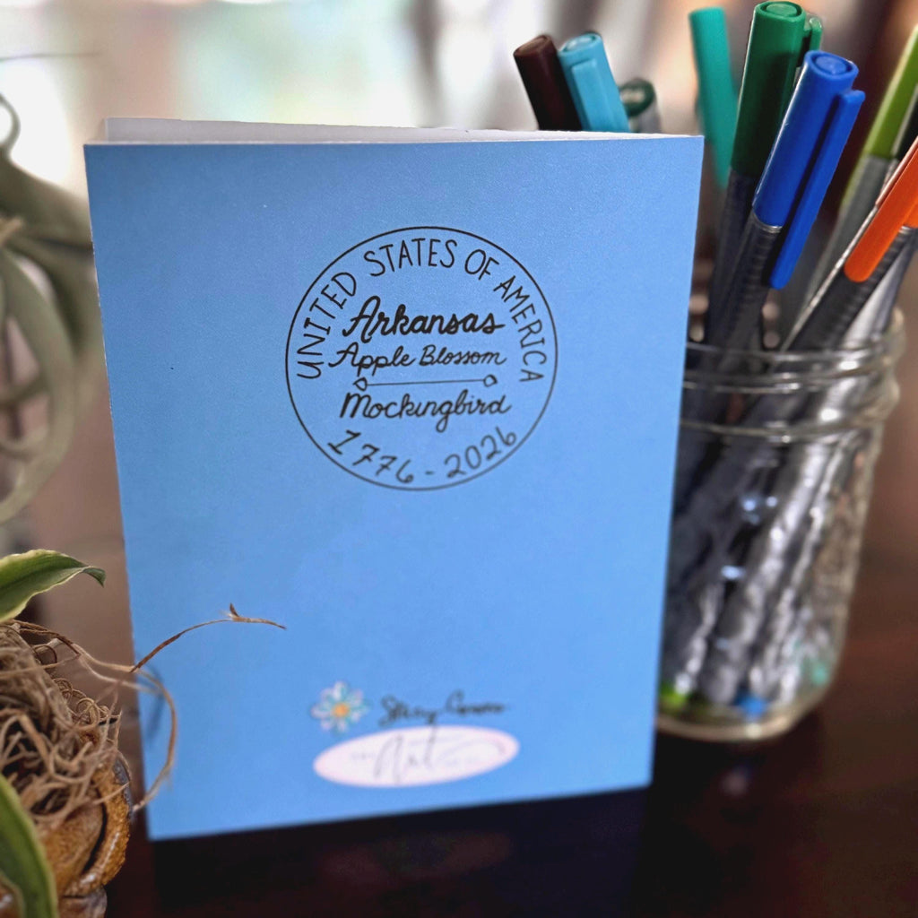 Arkansas State Flower & Bird Greeting Cards — Apple Blossom & Mockingbird