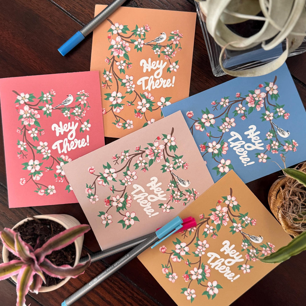 Arkansas State Flower & Bird Greeting Cards — Apple Blossom & Mockingbird