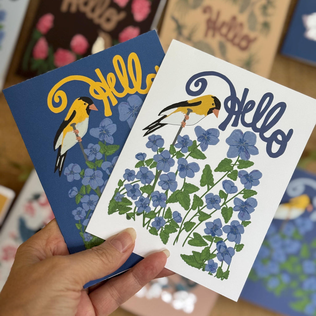 New Jersey Violet and Goldfinch Blank Greeting Cards