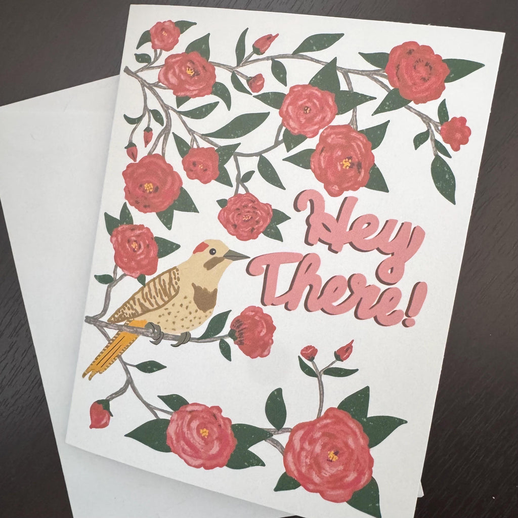 Alabama State Flower & Bird Greeting Card — Cozy Cottage · Camellia & Yellowhammer