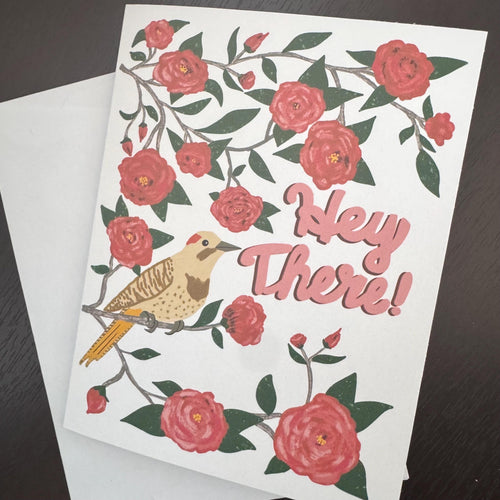 Alabama State Flower & Bird Greeting Card — Cozy Cottage · Camellia & Yellowhammer