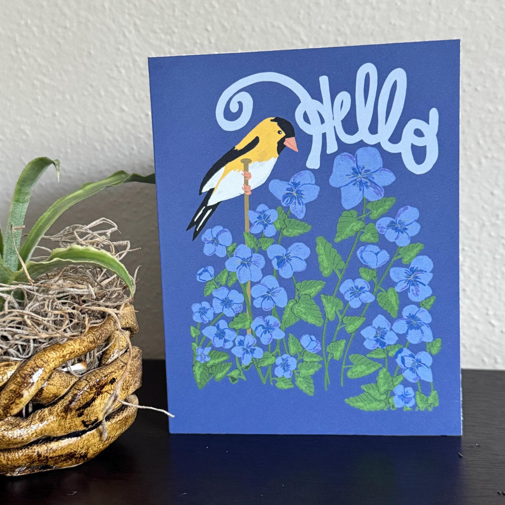 New Jersey Violet and Goldfinch Blank Greeting Cards